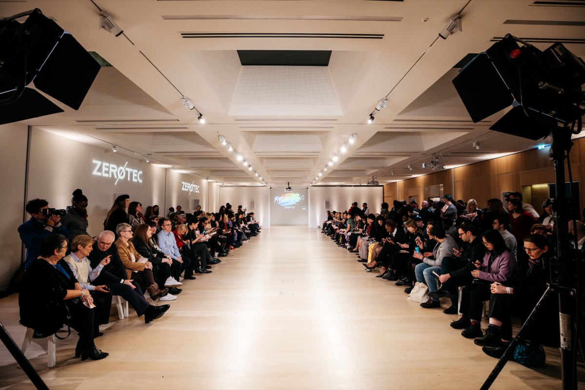 Fashion 4.0 hosted by ZER&Oslash;TEC at London Fashion Week, ZER&Oslash;TEC branding on the wall